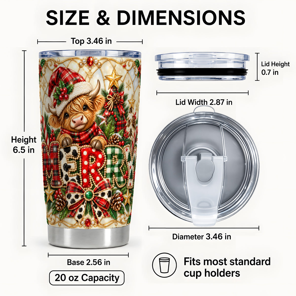#pl[20oz|Steel] Highland Cow Tumbler 20oz, Festive Tumbler, Stainless Steel Travel Cup