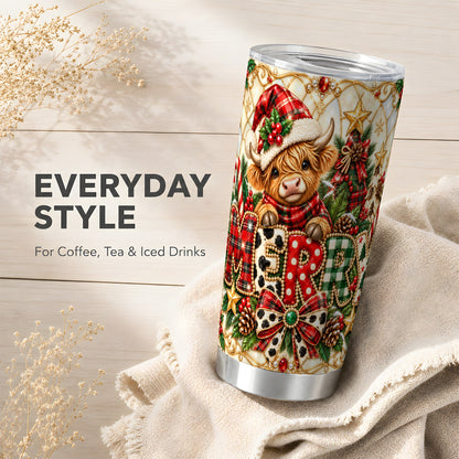 Highland Cow Tumbler 20oz, Festive Tumbler, Stainless Steel Travel Cup