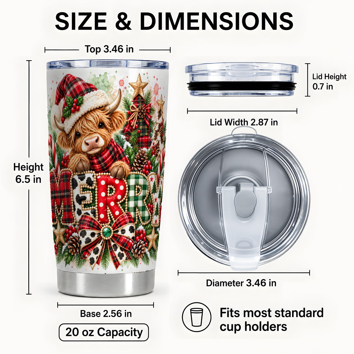 #pl[20oz|Steel] Highland Cow Tumbler 20oz, Watercolor Tumbler, Stainless Steel Travel Cup