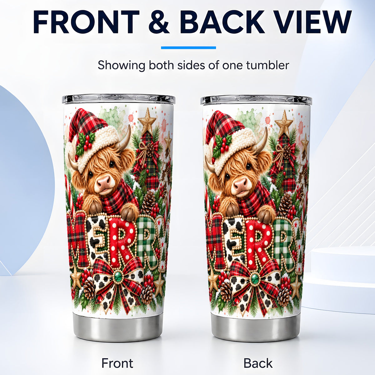 #pl[20oz|Steel] Highland Cow Tumbler 20oz, Watercolor Tumbler, Stainless Steel Travel Cup