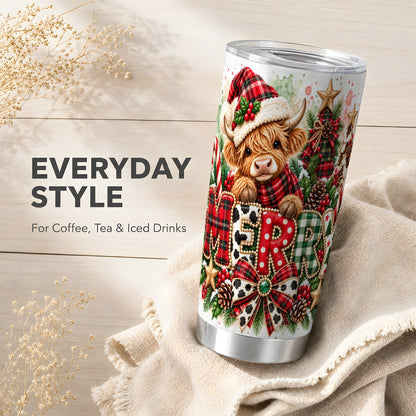 Highland Cow Tumbler 20oz, Watercolor Tumbler, Stainless Steel Travel Cup