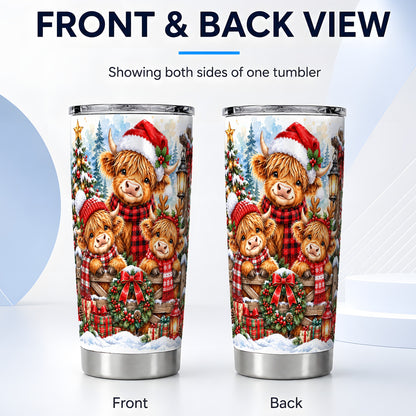 #pl[20oz|Steel] Cow Family Tumbler 20oz, Christmas Tumbler, Stainless Steel Travel Cup