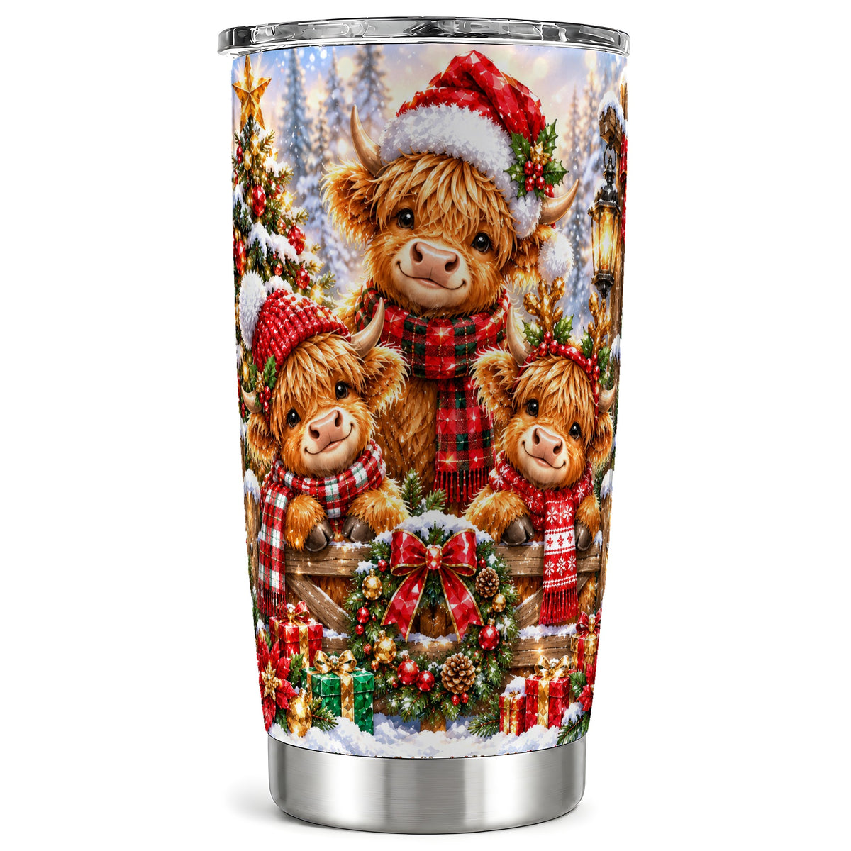 Highland Cow Tumbler 20oz, Sparkling Tumbler, Stainless Steel Travel Cup