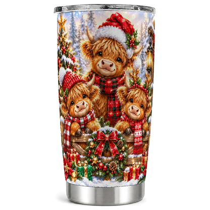 Highland Cow Tumbler 20oz, Sparkling Tumbler, Stainless Steel Travel Cup