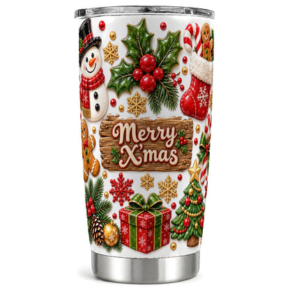 Christmas Icons Tumbler 20oz, Holiday Tumbler, Stainless Steel Travel Cup