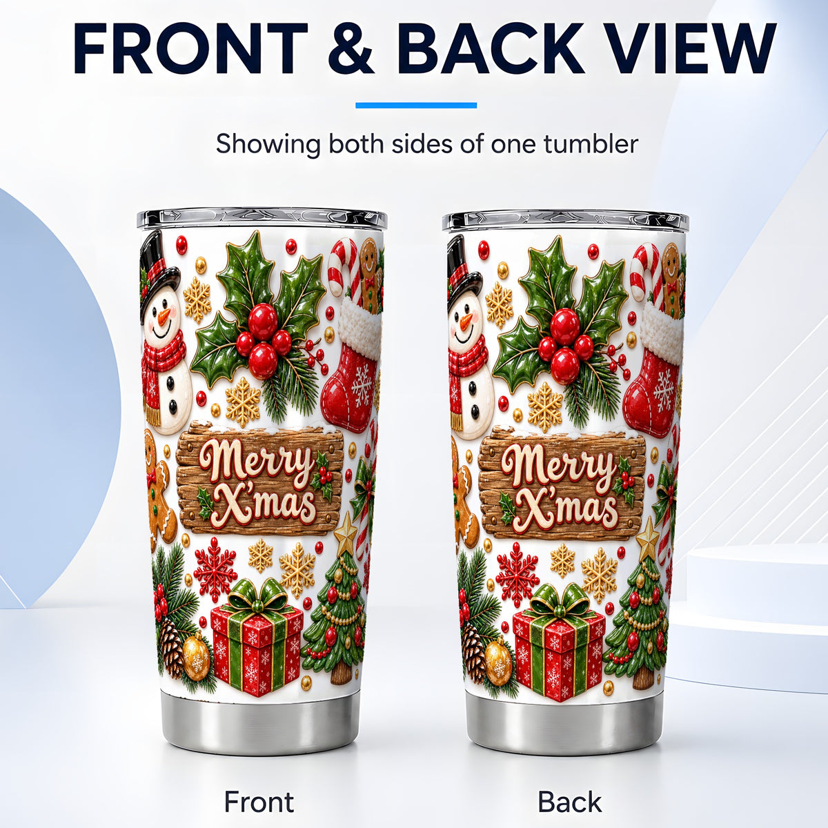 #pl[20oz|Steel] Christmas Icons Tumbler 20oz, Holiday Tumbler, Stainless Steel Travel Cup