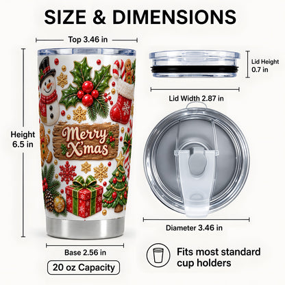 #pl[20oz|Steel] Christmas Icons Tumbler 20oz, Holiday Tumbler, Stainless Steel Travel Cup