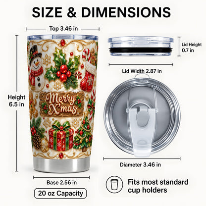 #pl[20oz|Steel] Christmas Snowman Tumbler 20oz, Holiday Tumbler, Stainless Steel Travel Cup
