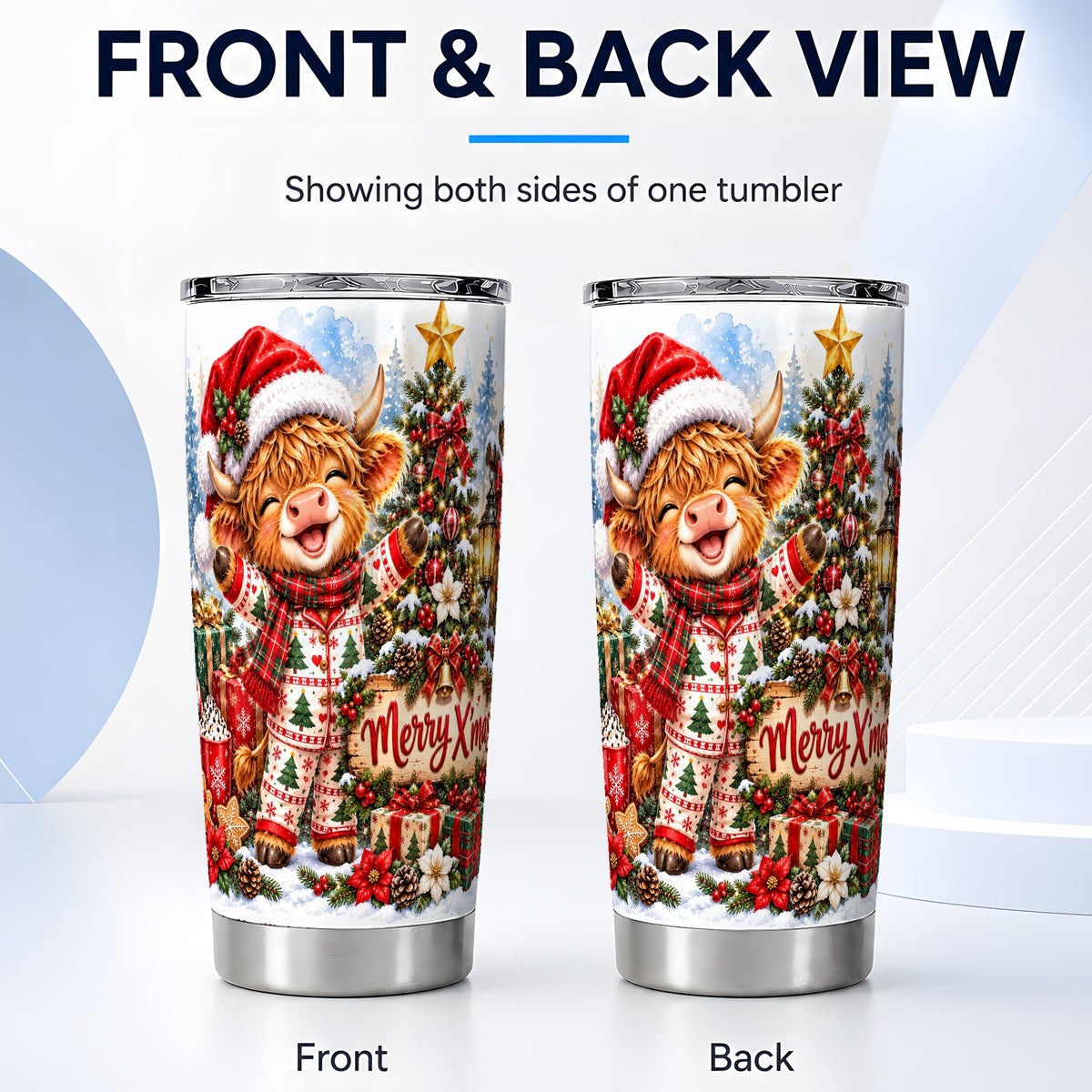 #pl[20oz|Steel] Highland Cow Tumbler 20oz, Christmas Tumbler, Stainless Steel Travel Cup