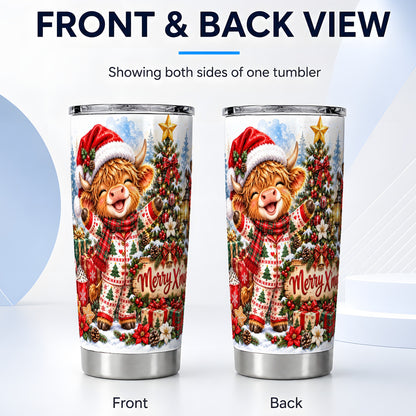 #pl[20oz|Steel] Highland Cow Tumbler 20oz, Christmas Tumbler, Stainless Steel Travel Cup
