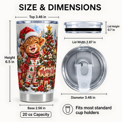 #pl[20oz|Steel] Highland Cow Tumbler 20oz, Christmas Tumbler, Stainless Steel Travel Cup