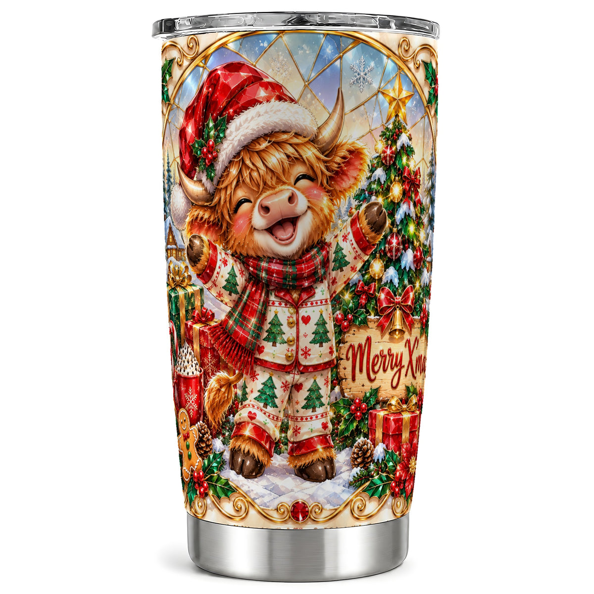 Highland Cow Tumbler 20oz, Holiday Tumbler, Stainless Steel Travel Cup