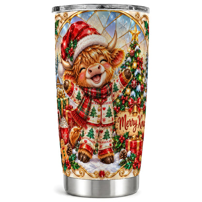 Highland Cow Tumbler 20oz, Holiday Tumbler, Stainless Steel Travel Cup