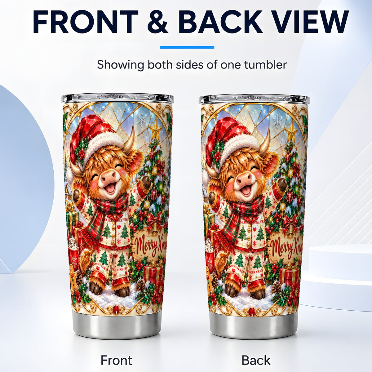 #pl[20oz|Steel] Highland Cow Tumbler 20oz, Holiday Tumbler, Stainless Steel Travel Cup