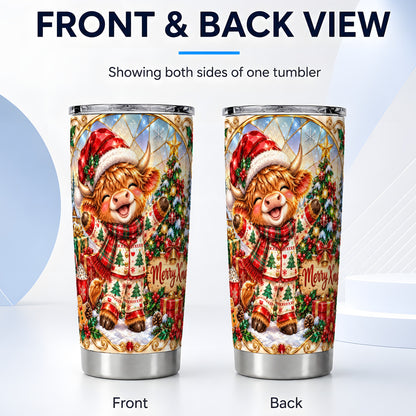 #pl[20oz|Steel] Highland Cow Tumbler 20oz, Holiday Tumbler, Stainless Steel Travel Cup