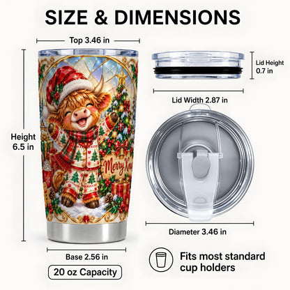 #pl[20oz|Steel] Highland Cow Tumbler 20oz, Holiday Tumbler, Stainless Steel Travel Cup