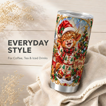 Highland Cow Tumbler 20oz, Holiday Tumbler, Stainless Steel Travel Cup