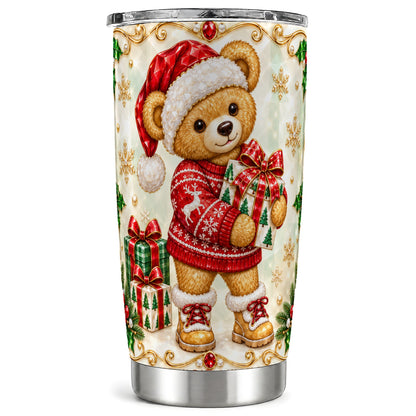 Christmas Teddy Bear Tumbler 20oz, Holiday Tumbler, Stainless Travel Cup