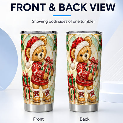 #pl[20oz|Steel] Christmas Teddy Bear Tumbler 20oz, Winter Tumbler, Stainless Travel Cup