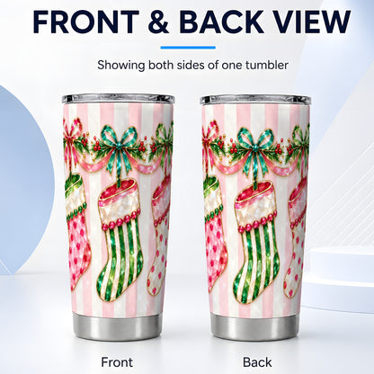 #pl[20oz|Steel] Jeweled Stocking Tumbler 20oz, Holiday Tumbler, Stainless Steel Travel Cup