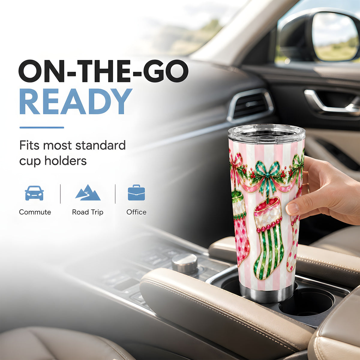 Jeweled Stocking Tumbler 20oz, Holiday Tumbler, Stainless Steel Travel Cup