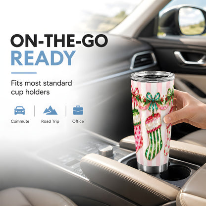 Jeweled Stocking Tumbler 20oz, Holiday Tumbler, Stainless Steel Travel Cup