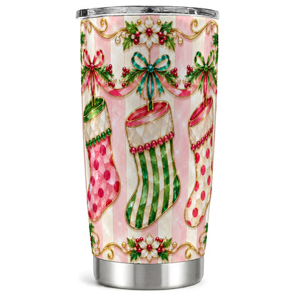 Ornate Stocking Tumbler 20oz, Holiday Tumbler, Stainless Steel Travel Cup