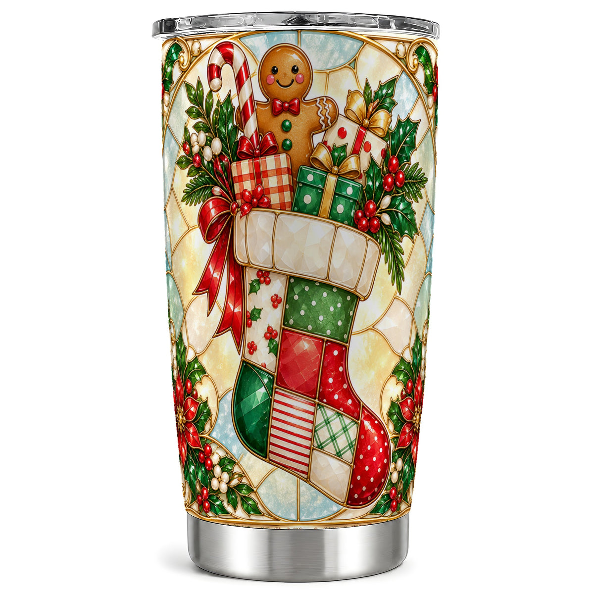 Gingerbread Tumbler 20oz, Holiday Tumbler, Stainless Steel Travel Cup