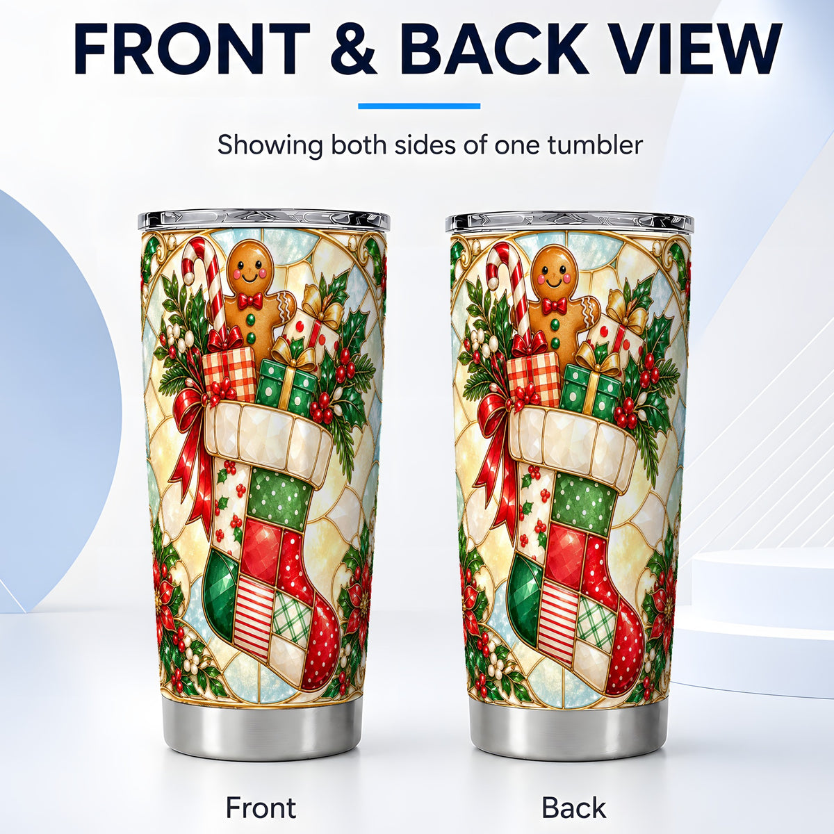 #pl[20oz|Steel] Gingerbread Tumbler 20oz, Holiday Tumbler, Stainless Steel Travel Cup
