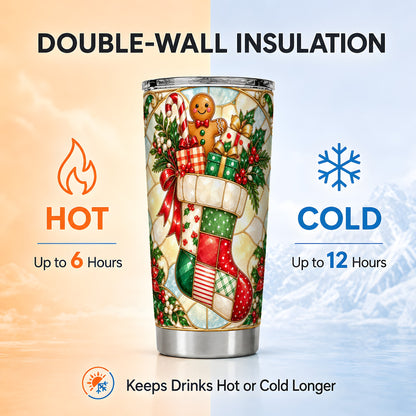Gingerbread Tumbler 20oz, Holiday Tumbler, Stainless Steel Travel Cup