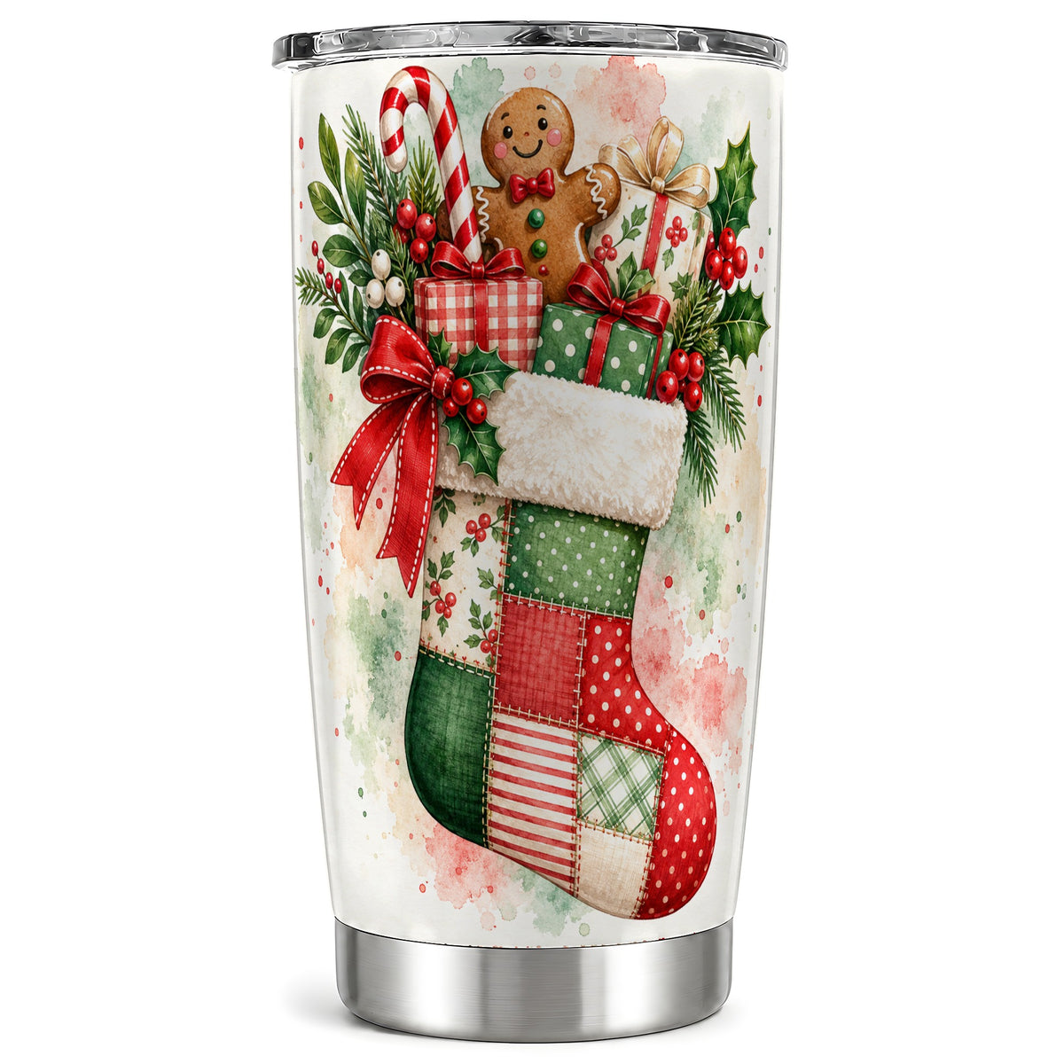 Watercolor Tumbler 20oz, Holiday Tumbler, Stainless Steel Travel Cup