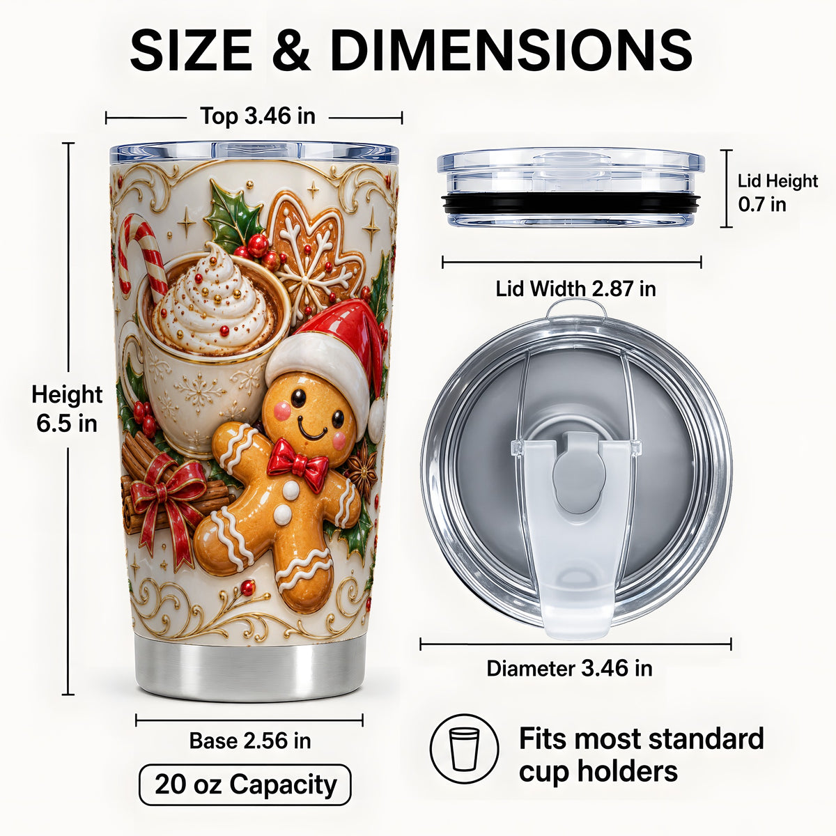 #pl[20oz|Steel] Gingerbread Cocoa Tumbler 20oz, Christmas Stainless Steel Travel Cup