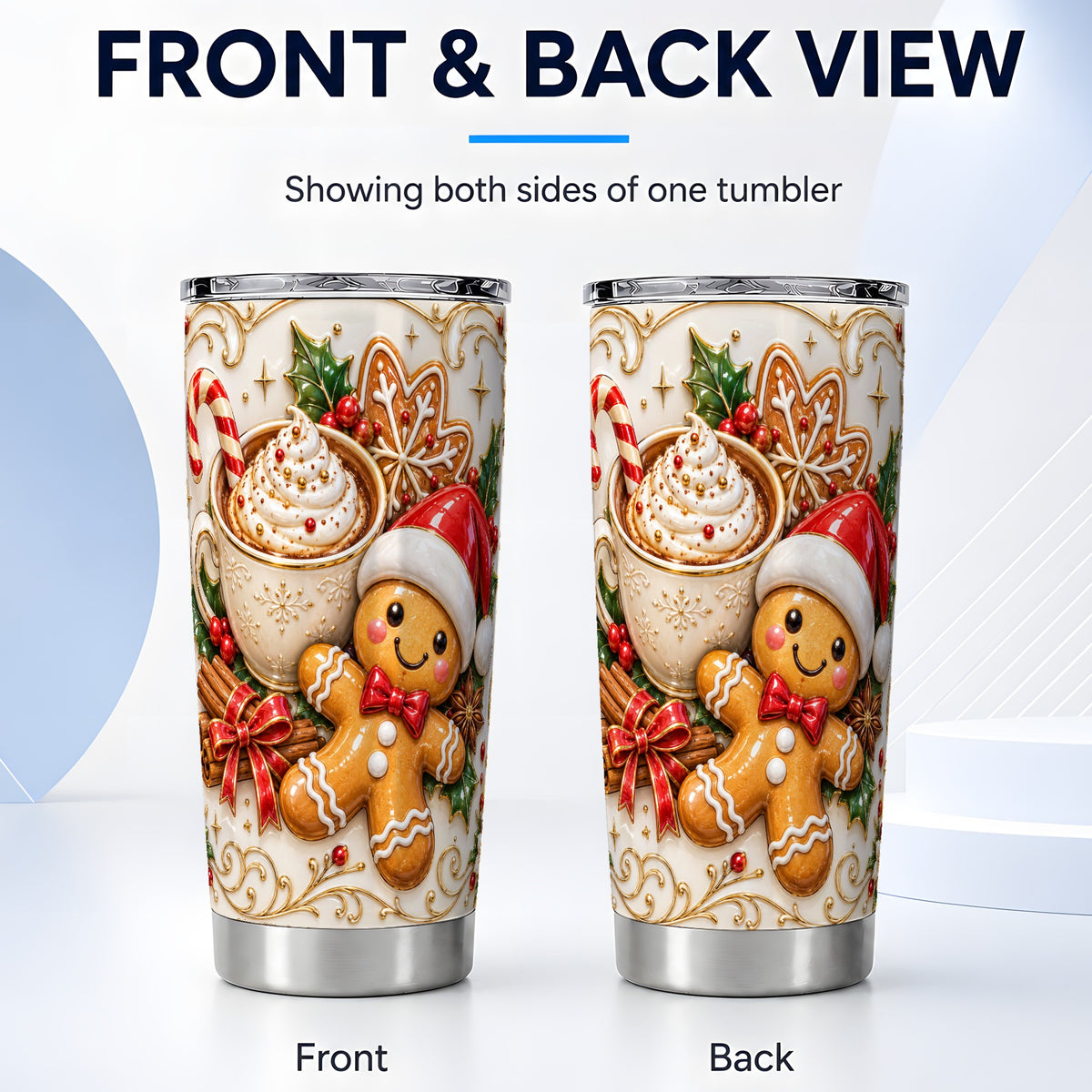 #pl[20oz|Steel] Gingerbread Cocoa Tumbler 20oz, Christmas Stainless Steel Travel Cup