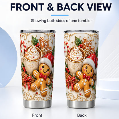 #pl[20oz|Steel] Gingerbread Cocoa Tumbler 20oz, Christmas Stainless Steel Travel Cup