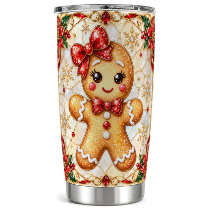 Gingerbread Girl Tumbler 20oz, Christmas Stainless Steel Travel Cup