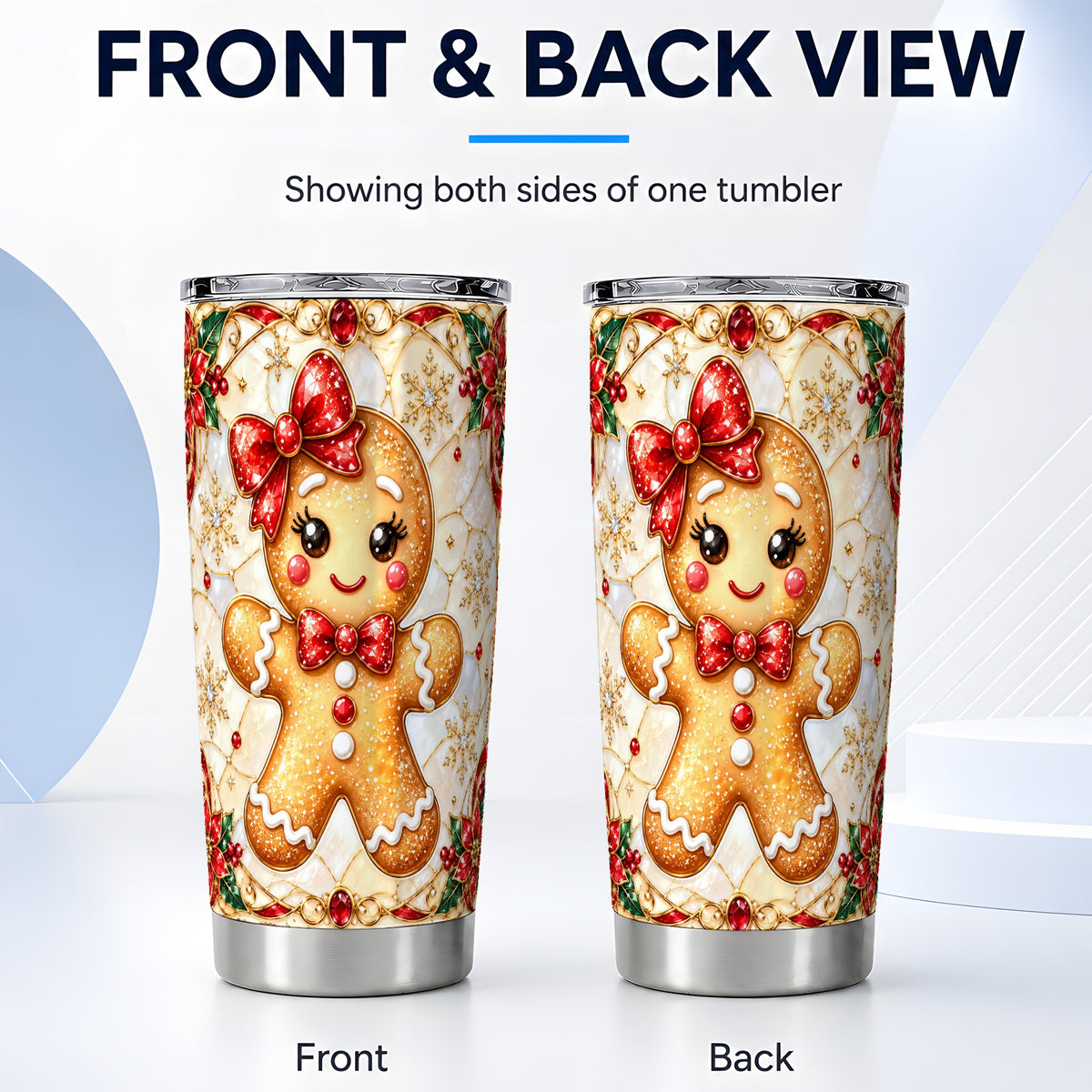 #pl[20oz|Steel] Gingerbread Girl Tumbler 20oz, Christmas Stainless Steel Travel Cup