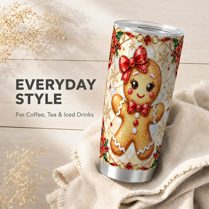 Gingerbread Girl Tumbler 20oz, Christmas Stainless Steel Travel Cup