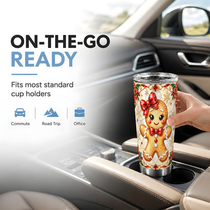 Gingerbread Girl Tumbler 20oz, Christmas Stainless Steel Travel Cup