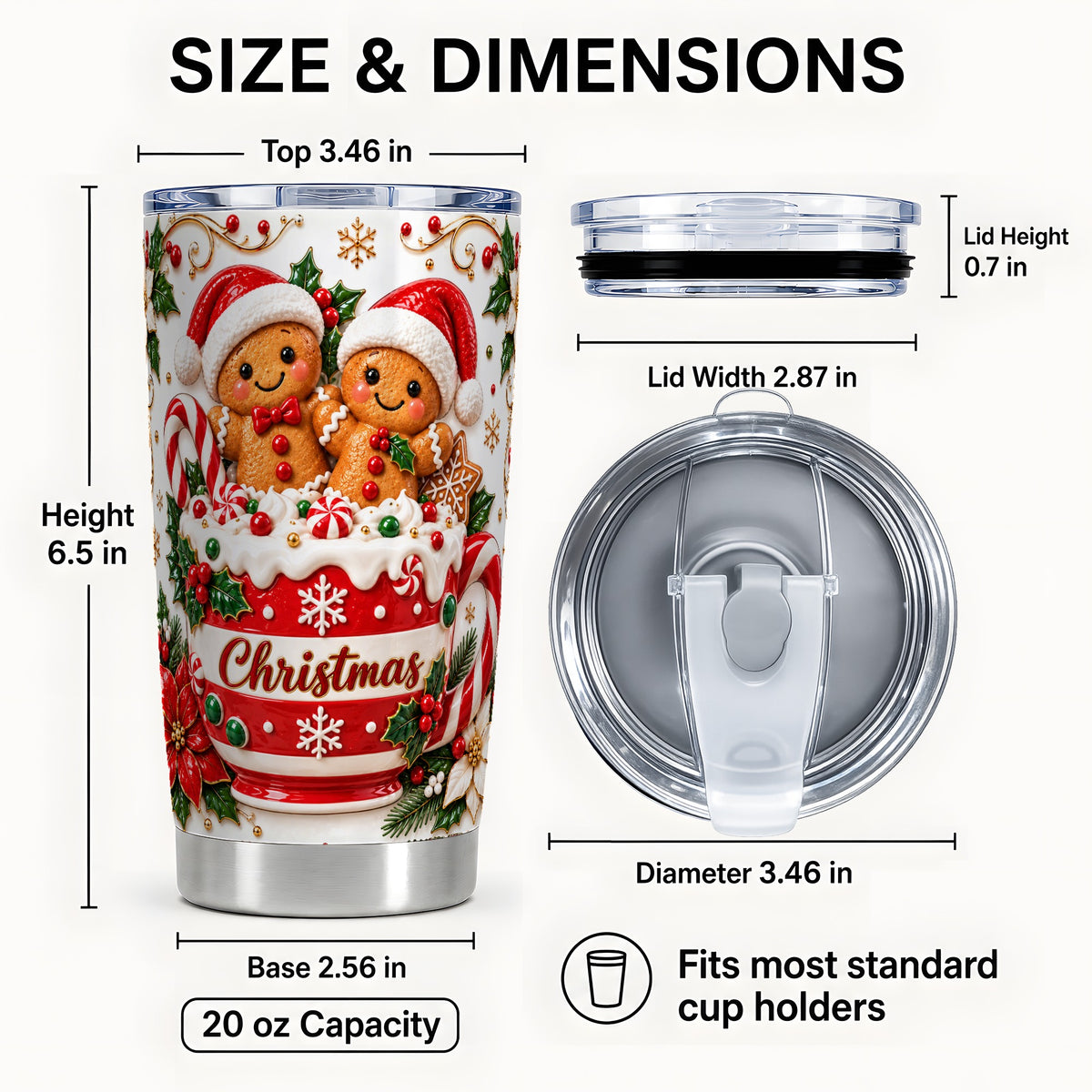 #pl[20oz|Steel] Gingerbread Couple Tumbler 20oz, Christmas Stainless Steel Travel Cup