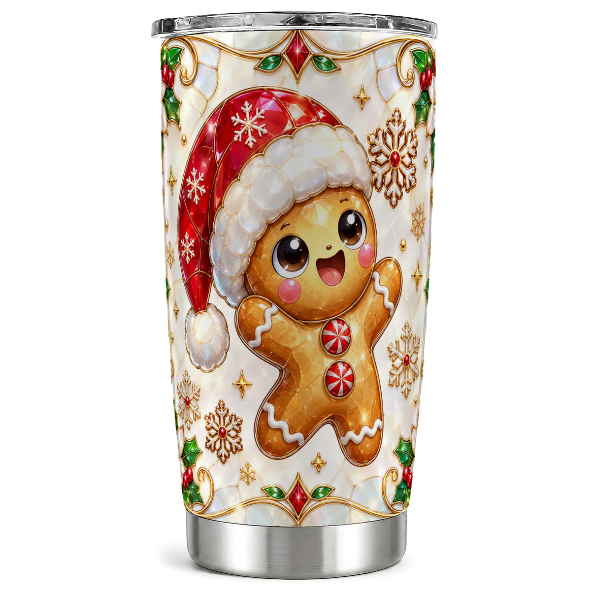 Gemstone Gingerbread Tumbler 20oz, Christmas Stainless Steel Travel Cup