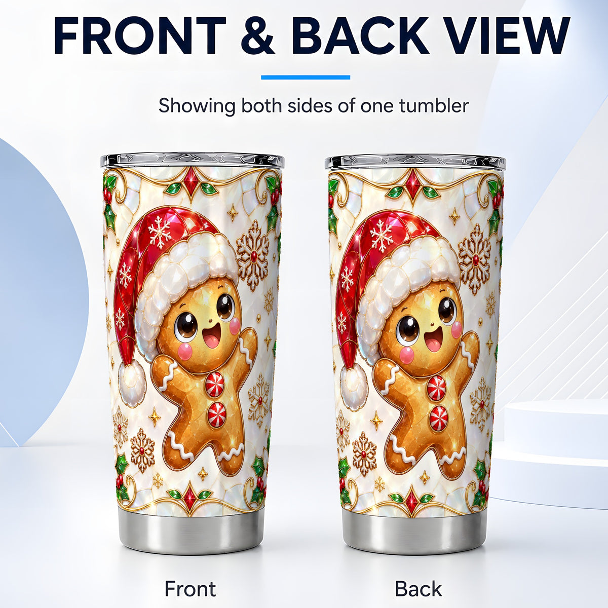 #pl[20oz|Steel] Gemstone Gingerbread Tumbler 20oz, Christmas Stainless Steel Travel Cup