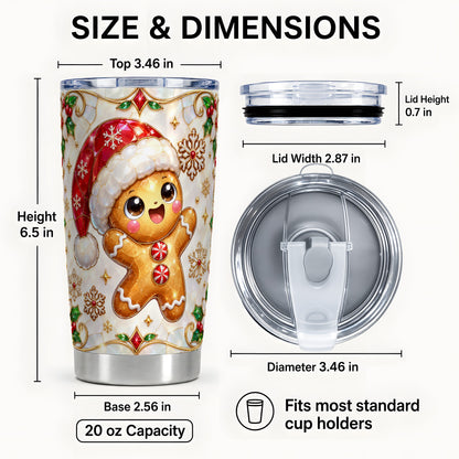 #pl[20oz|Steel] Gemstone Gingerbread Tumbler 20oz, Christmas Stainless Steel Travel Cup
