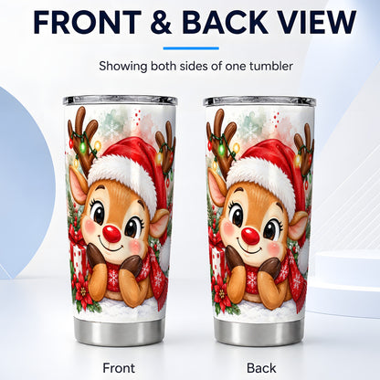 #pl[20oz|Steel] Christmas Reindeer Tumbler 20oz, Holiday Tumbler, Steel Travel Cup