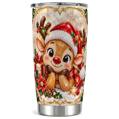 Jeweled Reindeer Tumbler 20oz, Holiday Tumbler, Stainless Steel Travel Cup