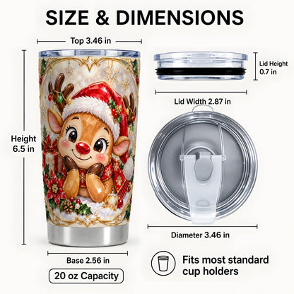 #pl[20oz|Steel] Jeweled Reindeer Tumbler 20oz, Holiday Tumbler, Stainless Steel Travel Cup