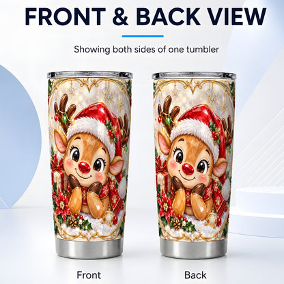 #pl[20oz|Steel] Jeweled Reindeer Tumbler 20oz, Holiday Tumbler, Stainless Steel Travel Cup