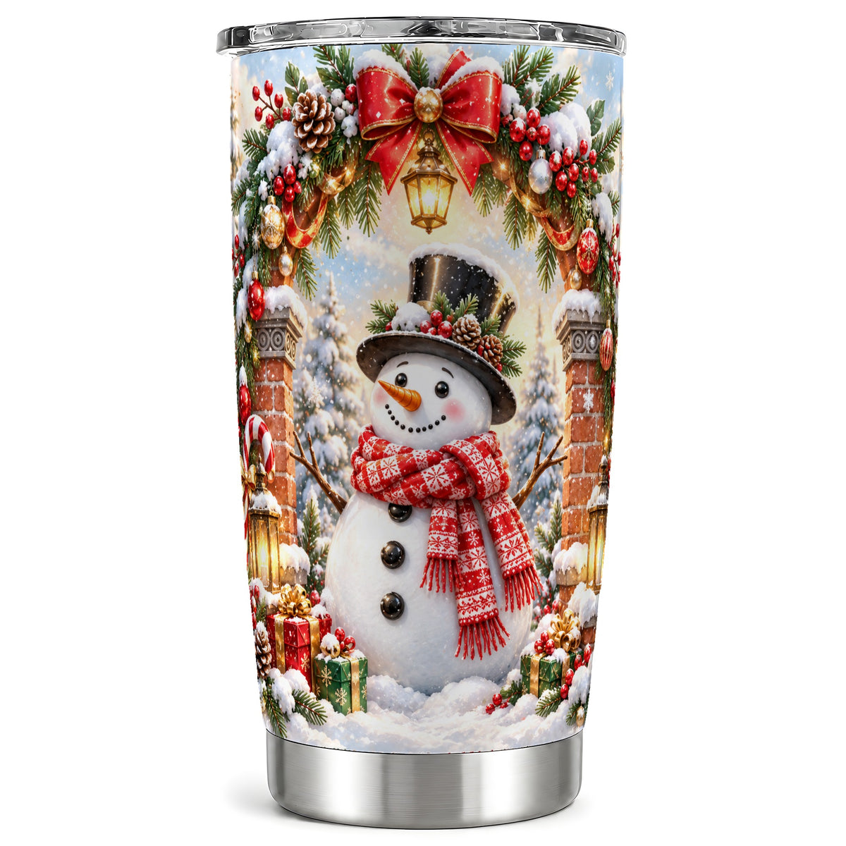 Snowman Christmas Tumbler 20oz, Winter Tumbler, Stainless Steel Travel Cup