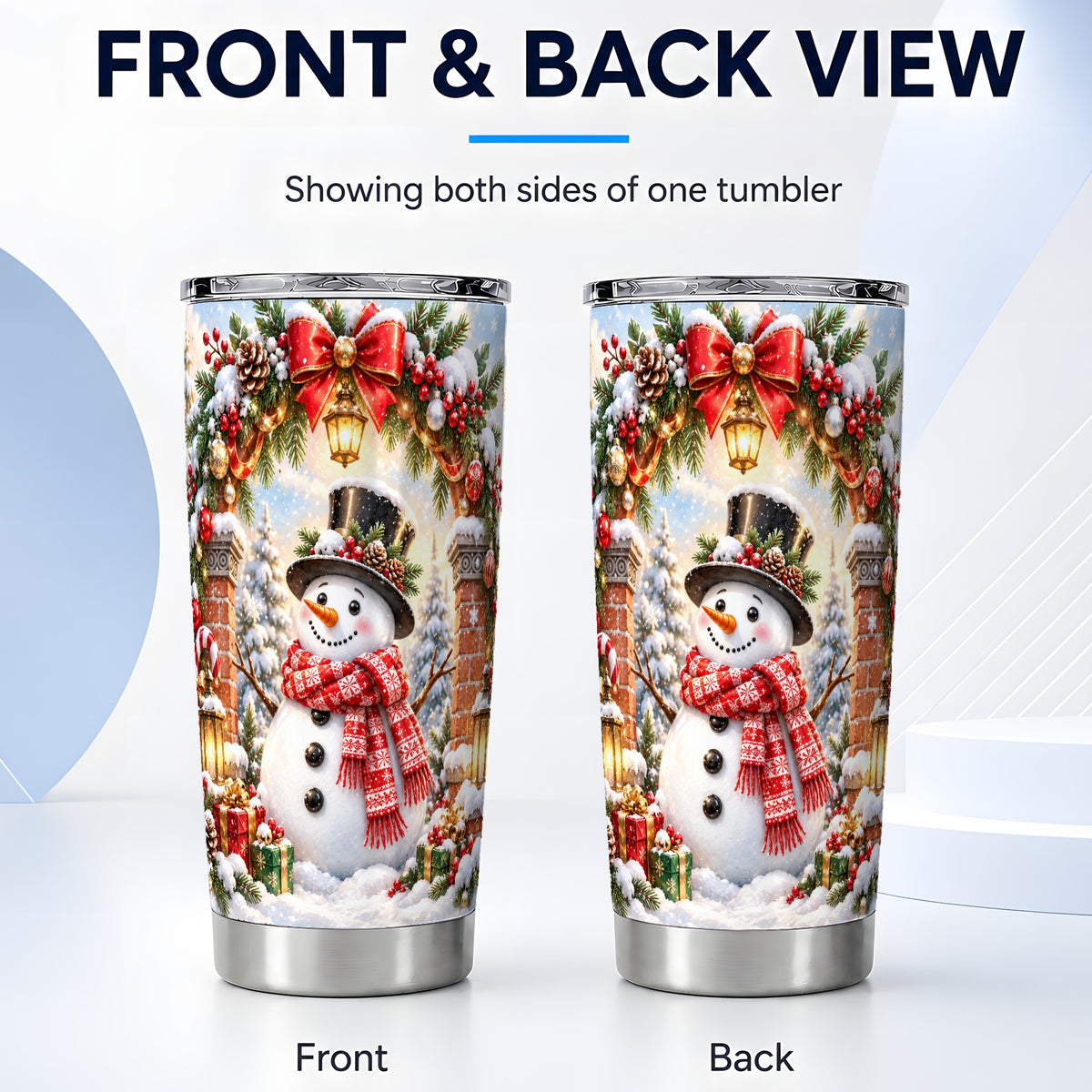 #pl[20oz|Steel] Snowman Christmas Tumbler 20oz, Winter Tumbler, Stainless Steel Travel Cup