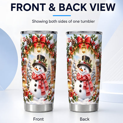 #pl[20oz|Steel] Snowman Christmas Tumbler 20oz, Winter Tumbler, Stainless Steel Travel Cup