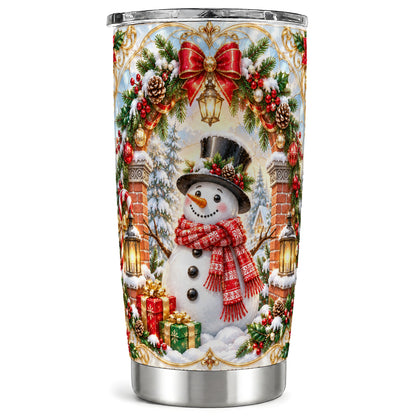 Ornate Snowman Tumbler 20oz, Christmas Tumbler, Stainless Steel Travel Cup